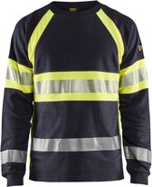 Blaklader Vlamvertragend T-shirt lange mouwen 3484-1761 - Marine/High Vis Geel - XL