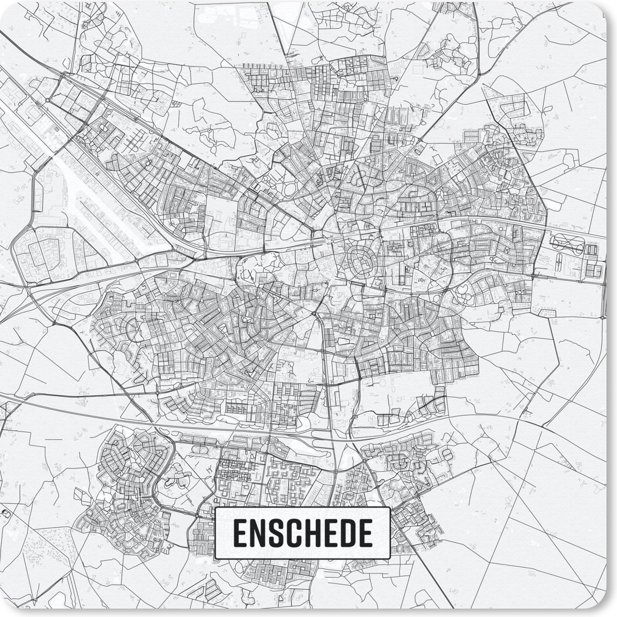 Muismat 30x30 cm - Mousepad Stadskaart Enschede - Muismatten