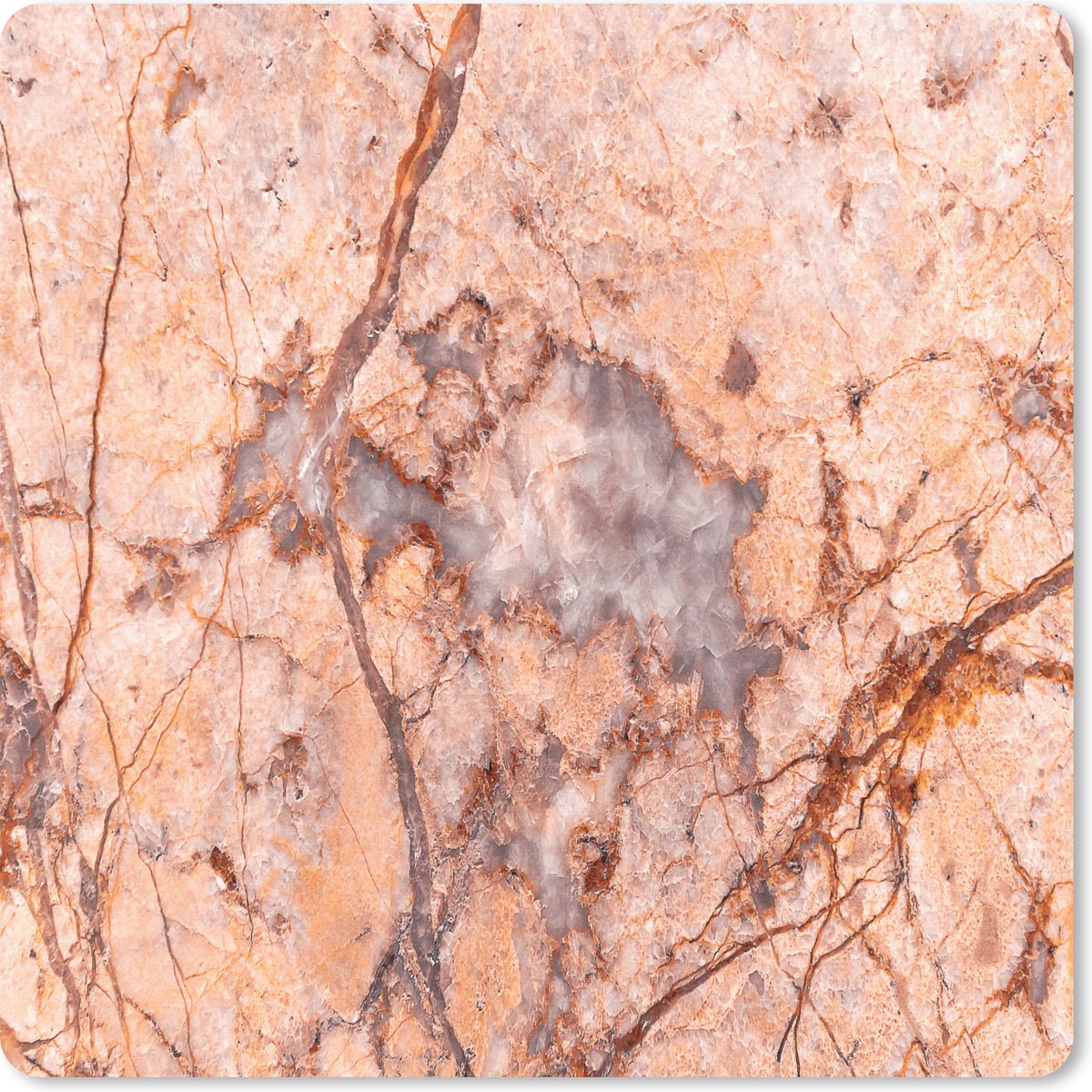 Muismat 30x30 cm - Mousepad Marmer - Oranje - Grijs - Luxe - Muismatten