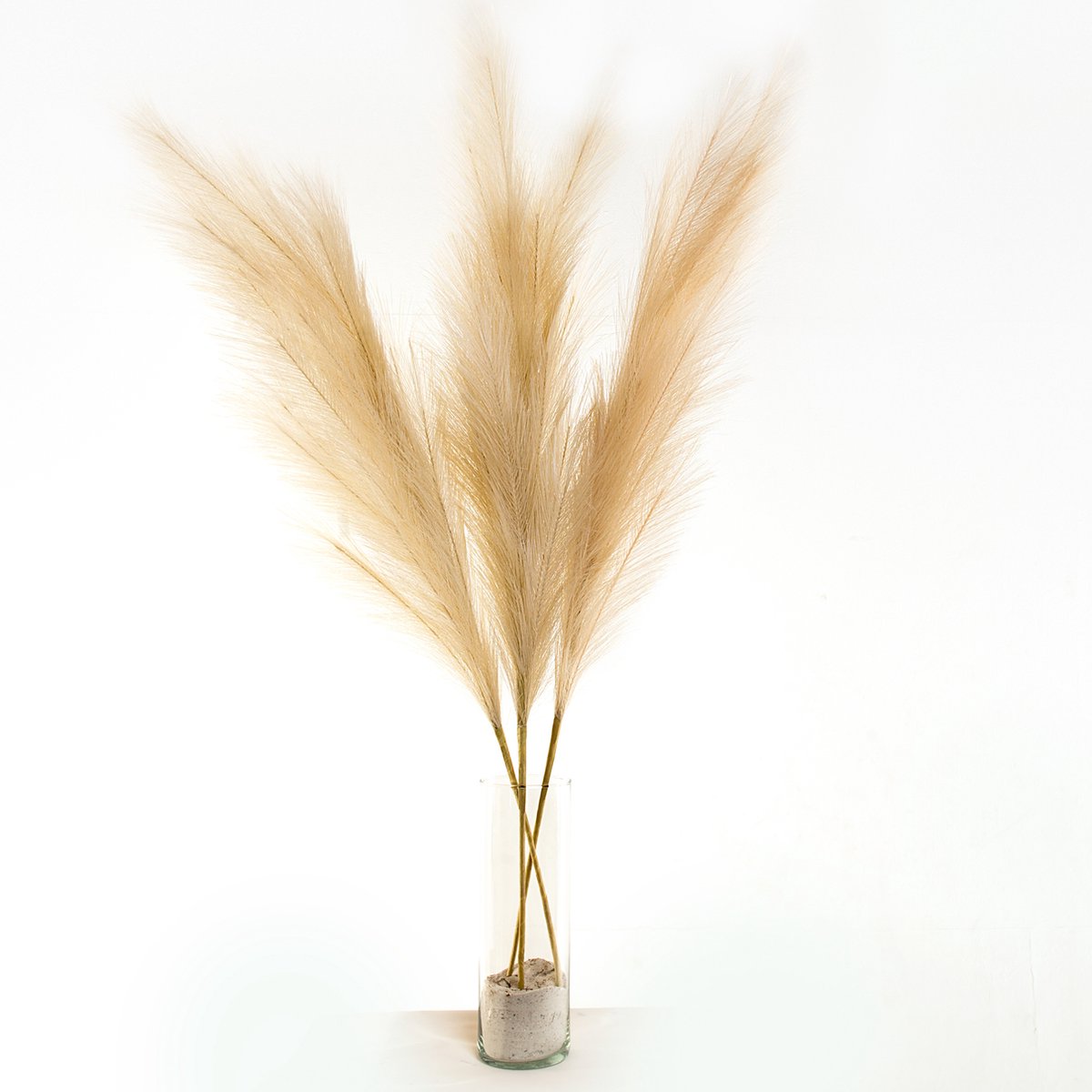 Kunstmatig groot pampasgras, 100 cm, 5 stuks, lichtgrijs, pampasgras, decoratie, hoge kunstrietveren, pluizig pampasgras voor bruiloftsfeest, vaas, vulling, boho