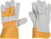 1x Paar leren werkhandschoenen geel/wit voor volwassenen - Werkhandschoenen voor klussen/tuin