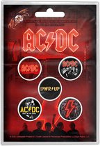 AC/DC Badge/button PWR-UP Set van 5 Multicolours