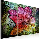 Schilderij - A rainbow-hued abstract flower.