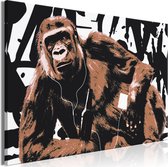 Schilderij - Pop Art Monkey (1 Part) Narrow Brown.