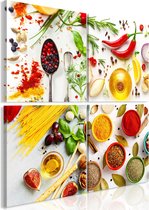 Schilderij - Spices of the World (4 Parts).