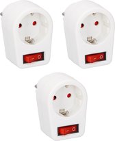Pakket van 3x stuks stekkerdozen/stroom adapters met switch/kinder beveiliging