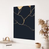 Akoestische panelen - Geluidsisolatie - Akoestische wandpanelen - Akoestisch schilderij AcousticBudget® - paneel met gouden Japanse Kintsugi kunst - design 139 - 40x60 - Wanddecora