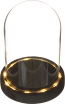 Glazen LED stolp Ø12cm met zwart houten basis - 1 st