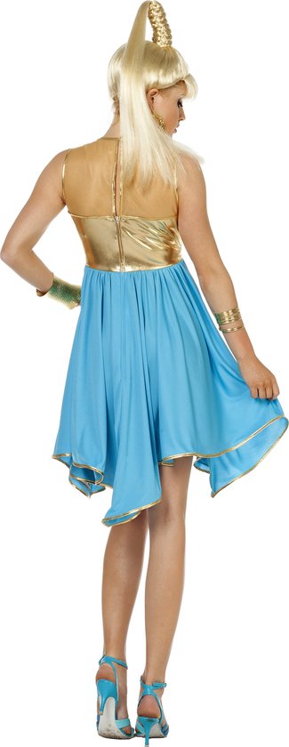 Wilbers & Wilbers - Griekse & Romeinse Oudheid Kostuum - Griekse Godin Venus - Vrouw - Blauw, Goud - Maat 44 - Carnavalskleding - Verkleedkleding