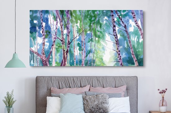 Toile Peinture Arbres - Couleurs - Été - 160x80 cm - Décoration murale