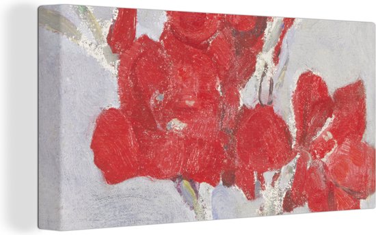 Peinture sur toile Glaïeul rouge - Piet Mondrian - 40x20 cm - Décoration murale