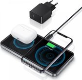 ESR MagSafe Draadloze Oplader (10W snellader)– Inclusief Oplaadstekker: PD 7.5W USB-C + USB Adapter - iPhone 12 & 13 Pro, Mini, Pro Max & Samsung Qi Telefoon - Zwart - 95758