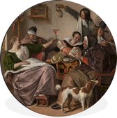 WallCircle - Wandcirkel - Muurcirkel - Soo voer gesongen soo na gepepen - Jan Steen - Aluminium - Dibond - ⌀ 120 cm - Binnen en Buiten XXL