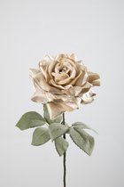 Kunstbloem - Roos - elegant- topkwaliteit decoratie - 2 stuks - velvet bloem - glimmend roze - 65 cm hoog