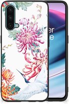 Smartphonehoesje Customize OnePlus Nord CE 5G GSM Hoesje met Zwarte rand Bird Flowers