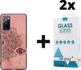 Backcover Fashion Mini Wallet Hoesje Samsung Galaxy S20 FE Roségoud - 2x Gratis Screen Protector - Telefoonhoesje - Smartphonehoesje