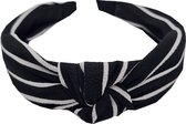 Haarband Diadeem Knoop Streep Print Wit Zwart