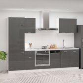 Decoways - 7-delige Keukenkastenset spaanplaat hoogglans grijs