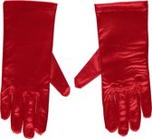 Apollo - Satijnen handschoen - Gala handschoenen - 20 cm - Rood - One size - Lange handschoenen verkleed - accessoires - Carnaval