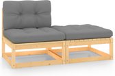 Decoways - 2-delige Loungeset met kussens massief grenenhout