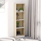 Decoways - Boekenkast 4 schappen 40x24x142 cm spaanplaat wit sonoma eiken