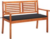 Decoways - Tuinbank 2-zits met kussen 120 cm massief eucalyptushout