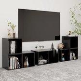 Decoways - 6-delige Tv-meubelset spaanplaat hoogglans zwart