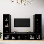 Decoways - Tv-meubelen 3 st 142,5x35x36,5 cm spaanplaat zwart