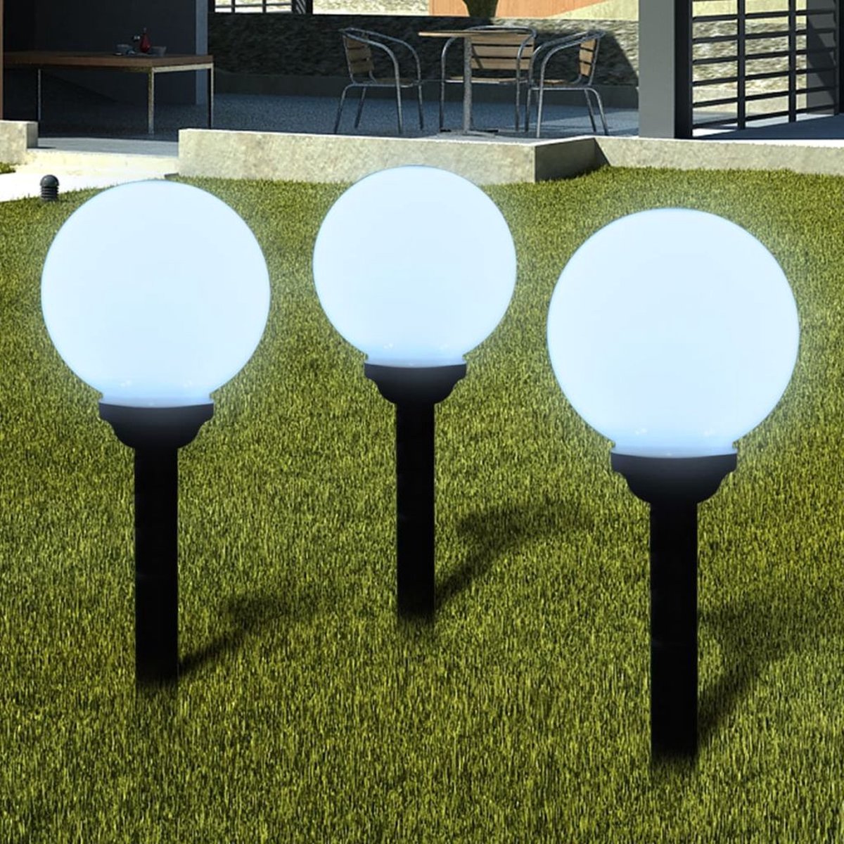 Lot de 3 boules lumineuses solaires LED lampes à brancher lampe de jardin  lampe solaire diamètre