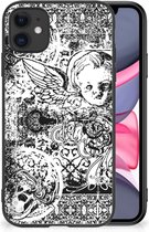 Silicone Back Case iPhone 11 Telefoon Hoesje met Zwarte rand Skulls Angel