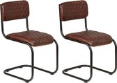 Decoways - Eetkamerstoelen 2 st echt leer bruin