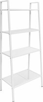 Decoways - Ladder boekenkast 4 schappen metaal wit