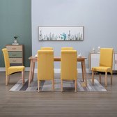 Decoways - Eetkamerstoelen 6 st stof geel