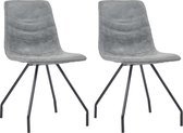 Decoways - Eetkamerstoelen 2 st kunstleer donkergrijs