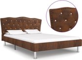 Decoways - Bedframe kunstsuède bruin 140x200 cm