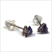 Aramat jewels ® - Zirkonia zweerknopjes driehoek 5mm oorbellen paars chirurgisch staal