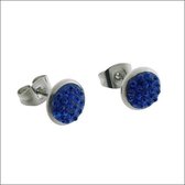 Aramat jewels ® - Druzy oorbellen zweerknopjes blauw kristal chirurgisch staal 8mm