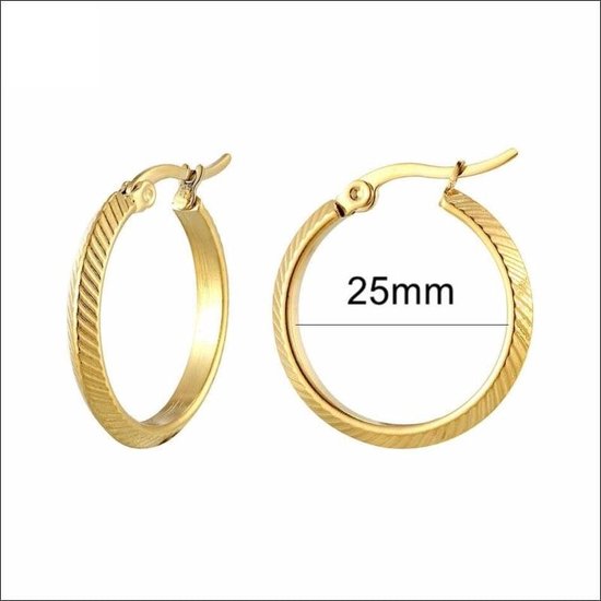 Aramat jewels ® - Bewerkte oorringen ibiza goudkleurig 25mm chirurgisch staal