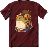 Fancy frog T-Shirt Grappig | Dieren rijke kikker Kleding Kado Heren / Dames | Animal Skateboard Cadeau shirt - Burgundy - XXL