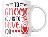 Valentijn Mok met tekst: To gnome you is to love you | Valentijn cadeau | Valentijn decoratie | Grappige Cadeaus | Koffiemok | Koffiebeker | Theemok | Theebeker