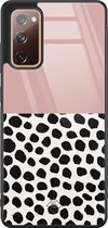 Samsung S20 FE hoesje glass - Stippen roze | Samsung Galaxy S20 case | Hardcase backcover zwart