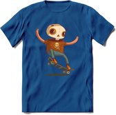 Casual skelet T-Shirt Grappig | Dieren halloween Kleding Kado Heren / Dames | Animal Skateboard Cadeau shirt - Donker Blauw - XXL