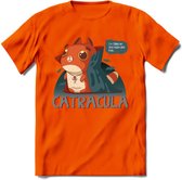 Graaf catracula T-Shirt Grappig | Dieren katten halloween Kleding Kado Heren / Dames | Animal Skateboard Cadeau shirt - Oranje - XXL