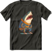 Casual haai T-Shirt Grappig | Dieren vissen Kleding Kado Heren / Dames | Animal Skateboard Cadeau shirt - Donker Grijs - XXL