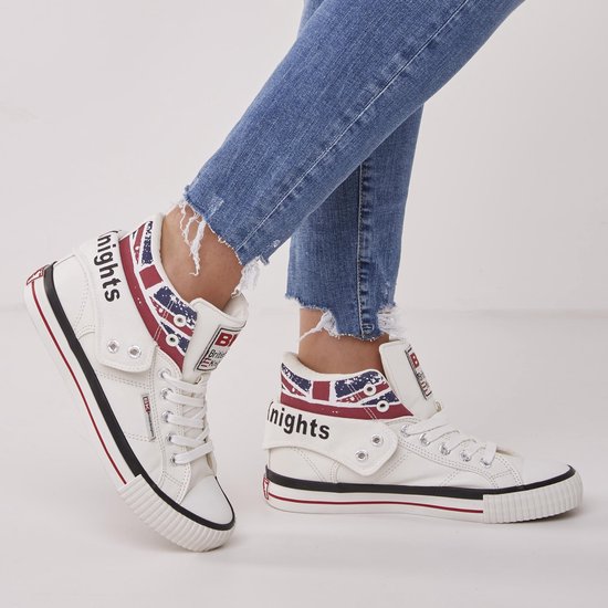 British Knights - Roco Dames Hoge Sneakers Union Jack Print - Maat 38 - Wit - Vrouwen Schoenen