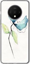 Geschikt voor OnePlus 7T hoesje - Bloemen - Waterverf - Blauw - Siliconen Telefoonhoesje