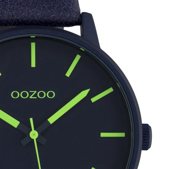 OOZOO Timepieces - Avond blauwe horloge met avond blauwe leren band - C10382 - Ø45