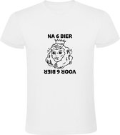 Na / Voor 6 Bier | Heren T-shirt | Wit | Café | Bar | Borrel | Feest | Fuif | Kroeg | Pils | Zuipen | Oktoberfeest | Carnaval | Optische Illusie | Gezichtsbedrog | Princes | Heks