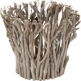 Windlicht | hout | grijs | 29x29x (h)23 cm