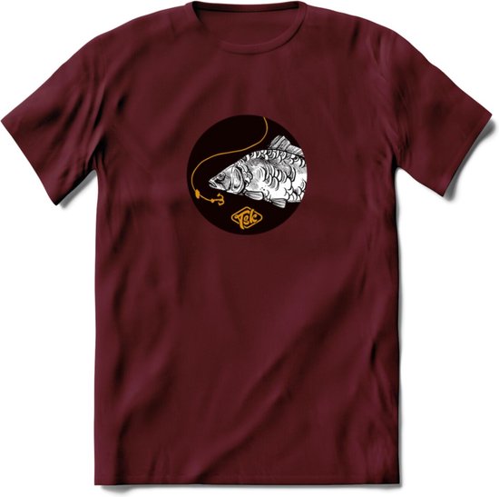 Fishing - Vissen T-Shirt | Grappig Verjaardag Vis Hobby Cadeau Shirt | Dames - Heren - Unisex | Tshirt Hengelsport Kleding Kado - Burgundy - L